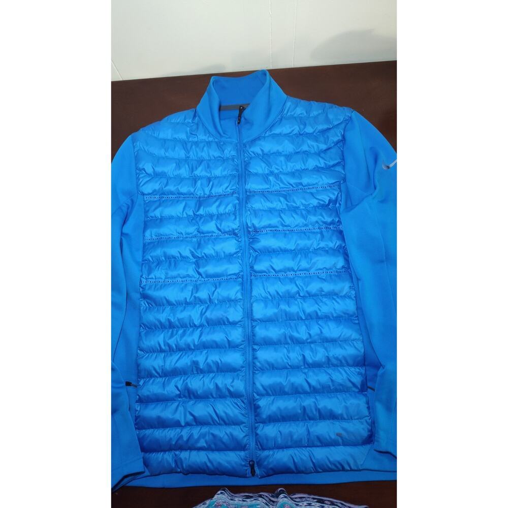 NIKE SPORTSWEAR FLEECE AEROLOFT GOLF BOMBER JACKET BLUE SIZE LARGE